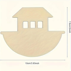 Unfinished wood cutout of a sailboat with dimensions indicated