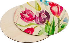 American Elm 12 Pack Round Wood Circles MDF Craft Discs for DIY Projects Painting & Home Decor