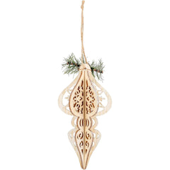 Decorative wooden ornament with intricate cut-out patterns on a white background