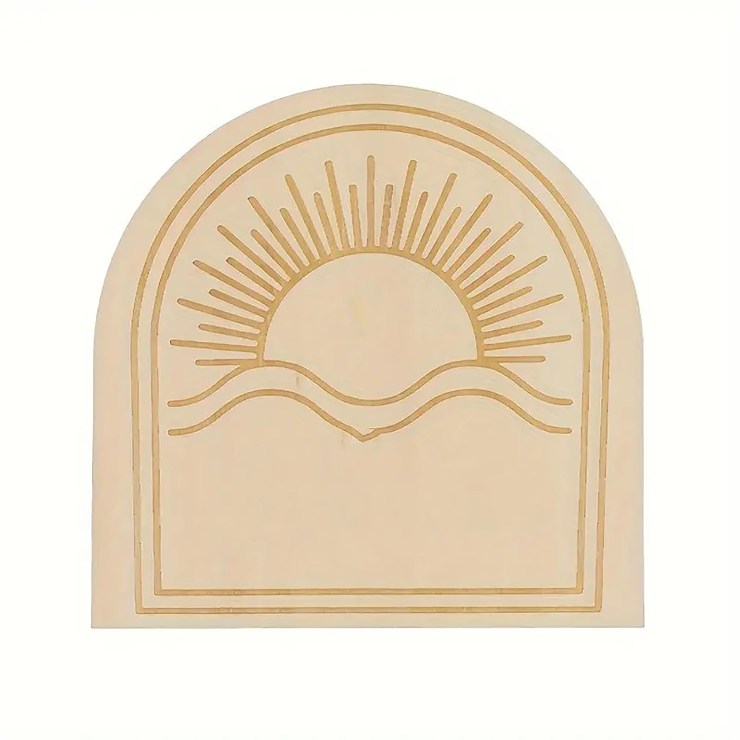 Decorative wall art with sun and wave design on a beige background