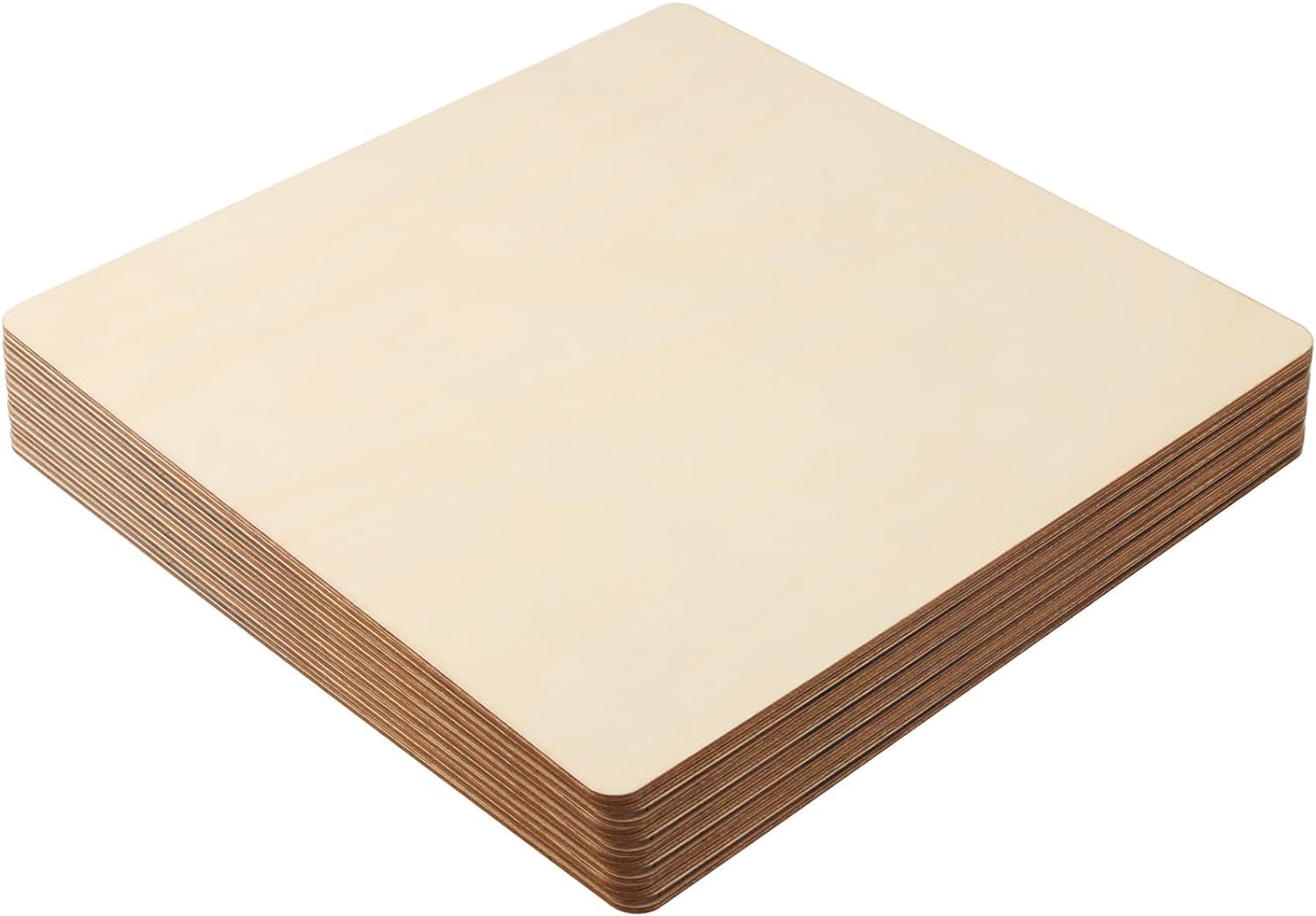 Stack of wooden sheets on a white background