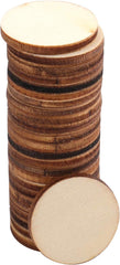 Wooden cylindrical object with circular cutouts on a white background