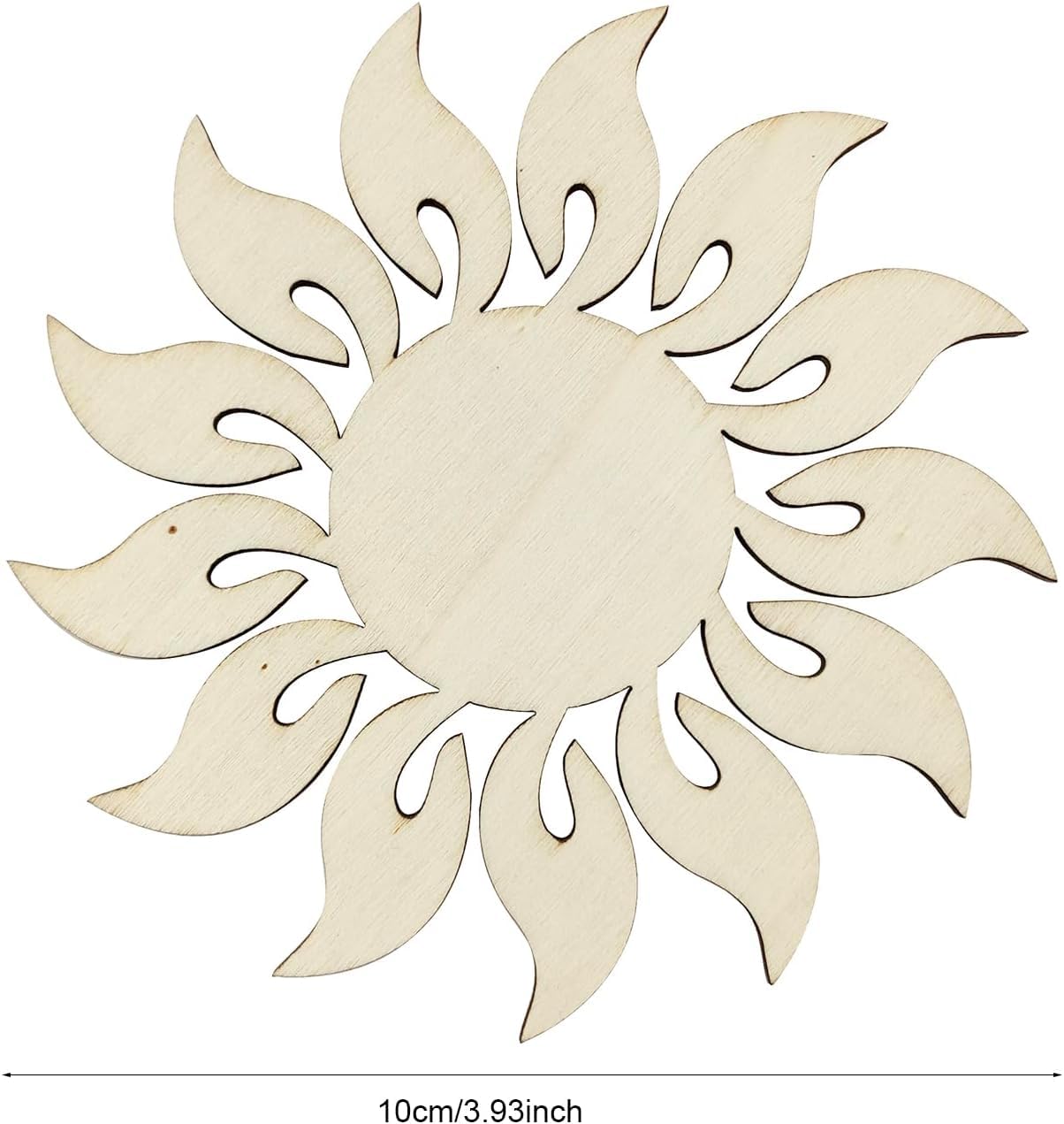 Decorative sun-shaped cutout with flame-like designs on a white background