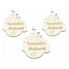 Cliths 10 Pcs Ramadan Mubarak Wooden Cutouts Islamic Home Decor DIY Eid Crafts Crescent Moon Shapes
