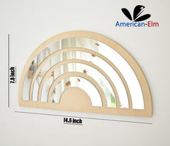 American Elm Rainbow Mirror Shatterproof Wooden Mirror for Nursery & Kids Room Decor Pine MDF Rainbow Wall Art with Safe Acrylic Reflection