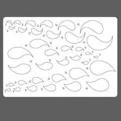 Sheet of templates with various shapes and numbers on a gray background