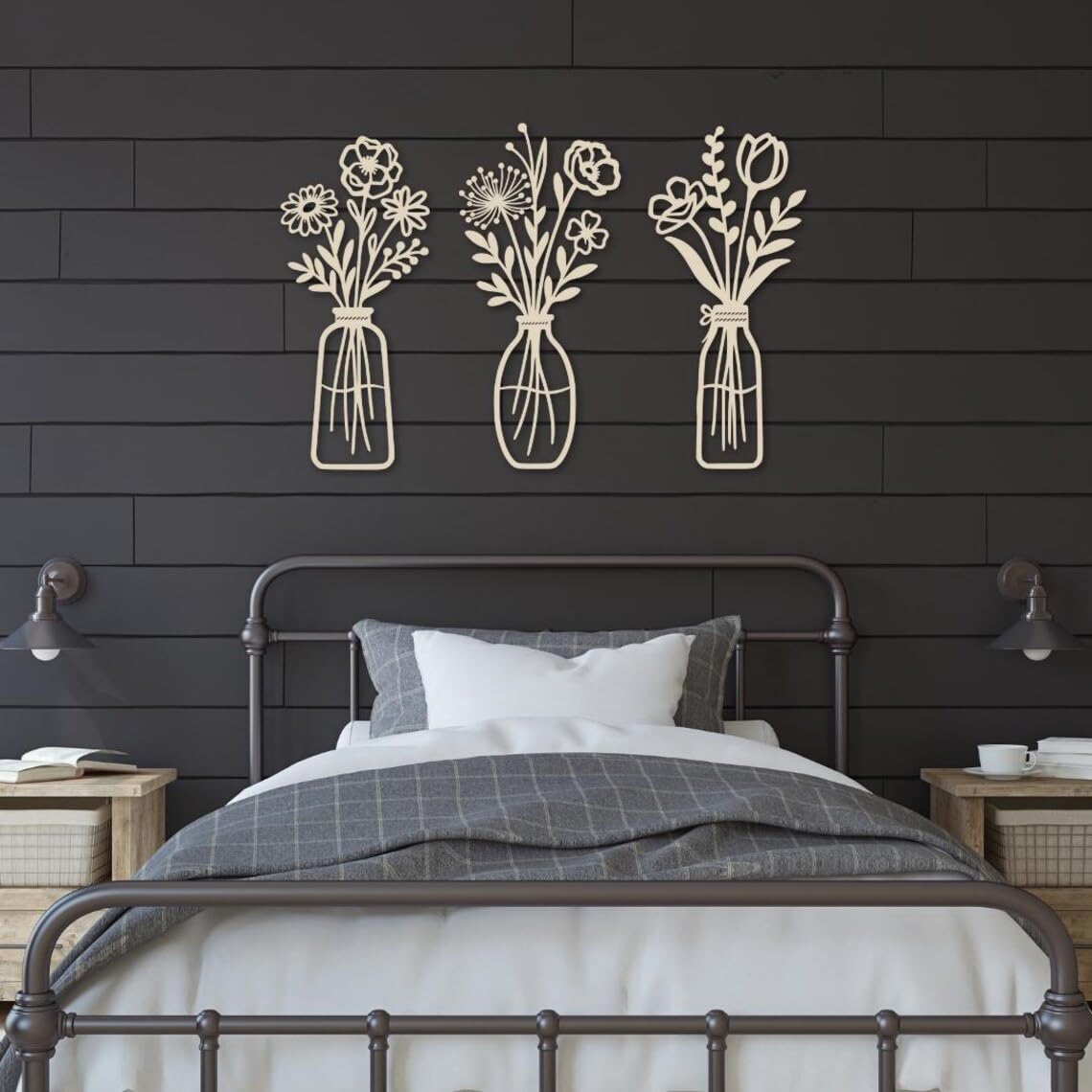 wooden planter wall hanging decor set