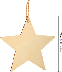 Gold star-shaped ornament with a string on a white background