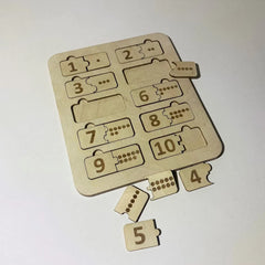 Cliths Wooden Number Puzzle Montessori Math Learning Board Educational Number Recognition Toy for Kids Counting Game