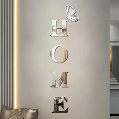 American Elm HOME Letter Wall Decor Acrylic Mirror Pediments with Butterfly Accent Space Themed Wall Art