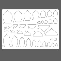 Set of templates for crafting with measurements on a gray background