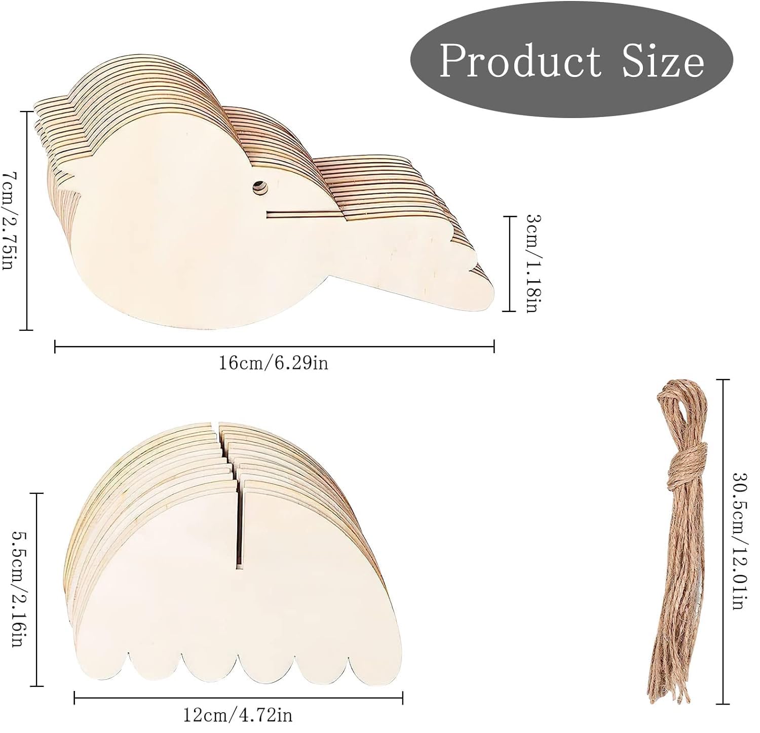 Dimensions of a decorative item with measurements shown