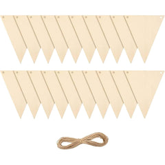Beige triangle flags with a string on a white background