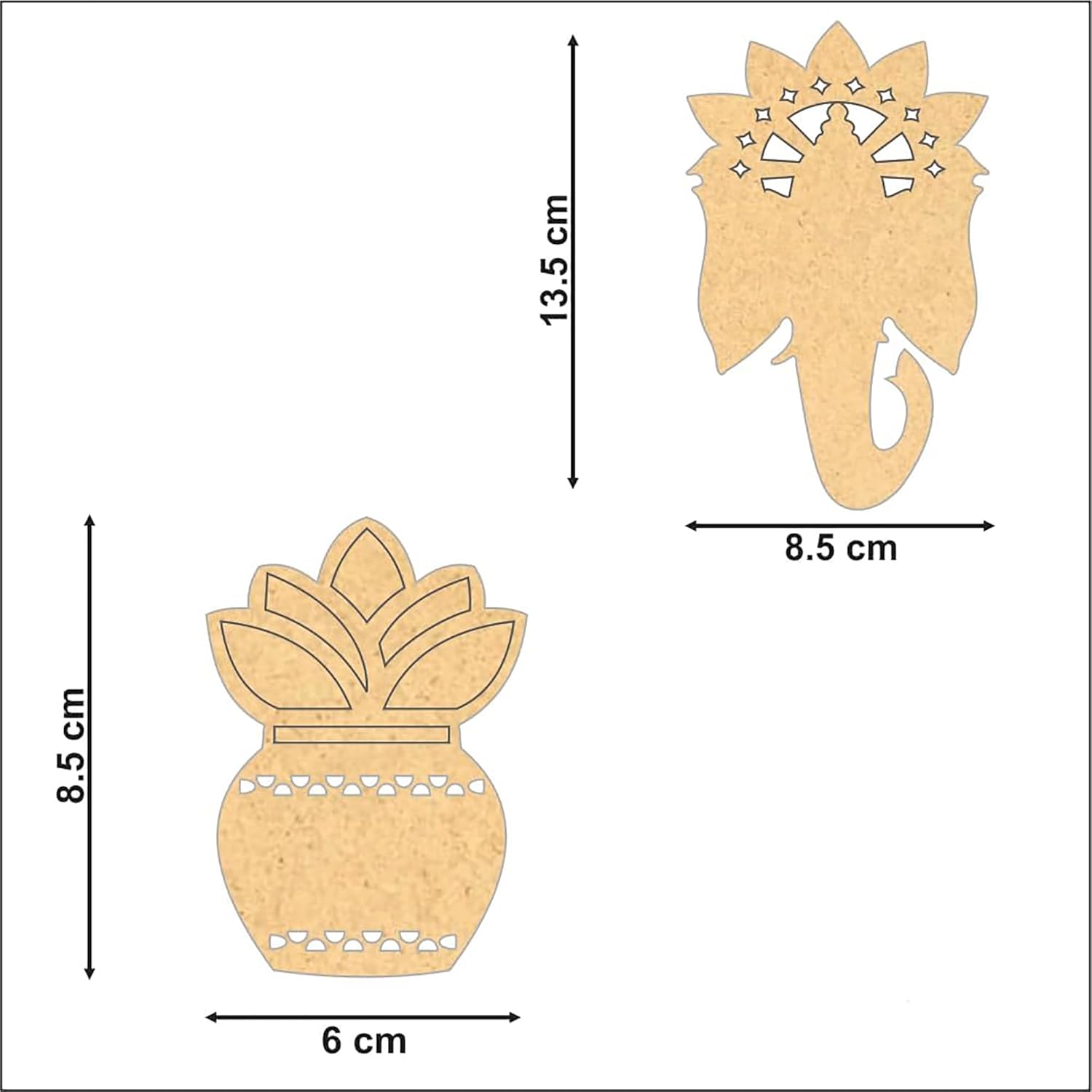 Dimensions of a decorative item with measurements in centimeters