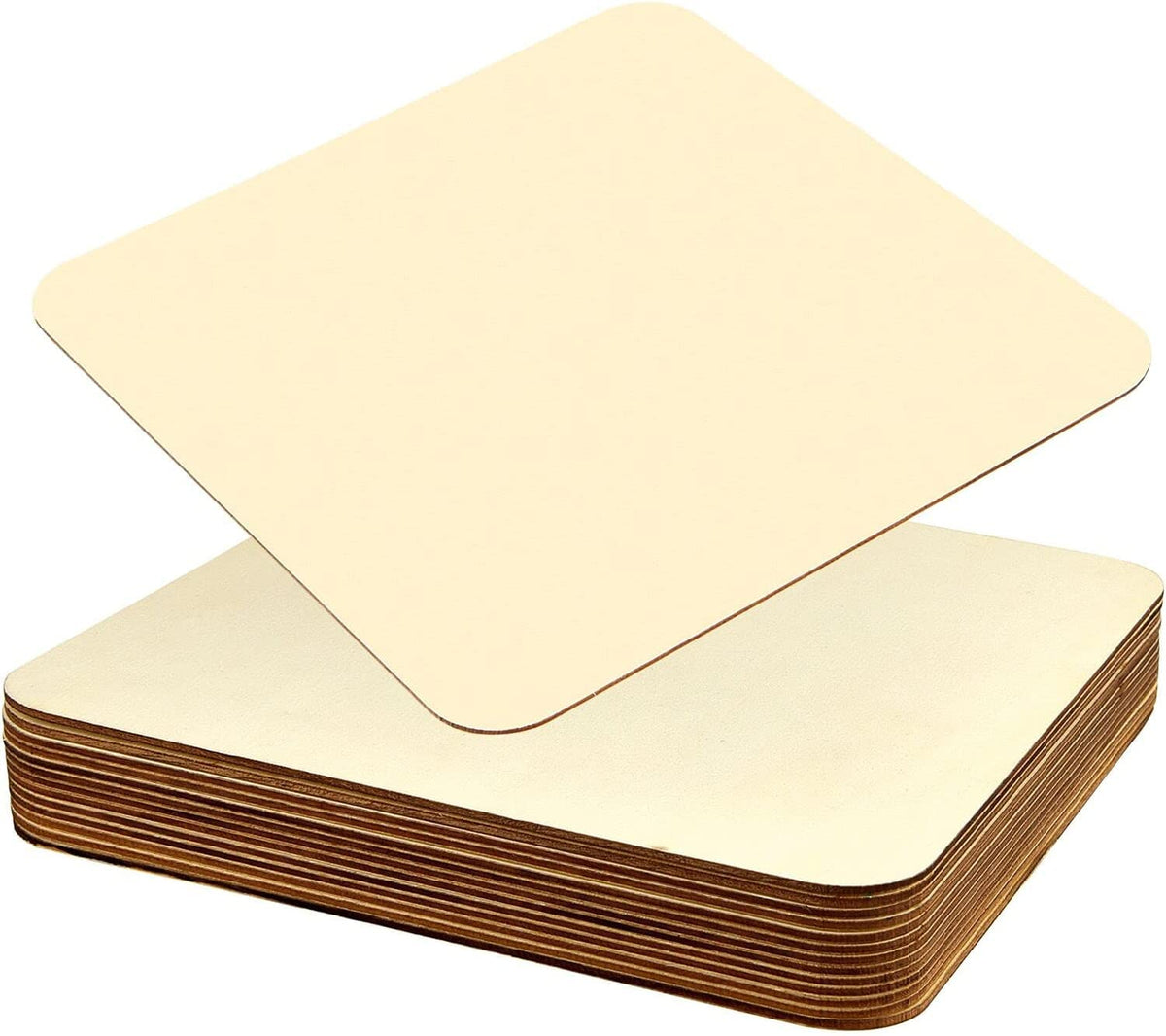 Stack of beige cardboard sheets on a white background
