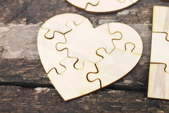 Cliths Pack of 9 Wooden Puzzle Blanks Puzzles Square, Heart & Hexagon Shapes for Painting Crafts