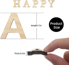 Wooden letter 'A' with measurements and a hand holding a small wooden piece for scale.