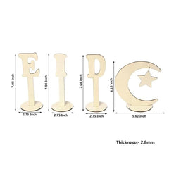 Cliths Eid Mubarak Wooden Table Decor Ramadan Centerpiece Islamic Letter Cutouts Crescent Moon Star