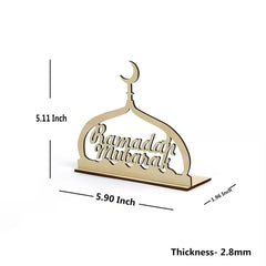Cliths Set of 3 Eid Mubarak Table Decorations Wooden Ramadan Decor Moon Mosque Script Signs Islamic