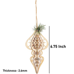 Decorative wooden ornament with measurements on a white background