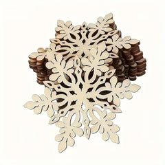 Wooden snowflake cutout on a white background