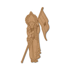 American Elm Bharat Mata MDF Cutout Pre Marked Wooden Craft for Independence Day Decor, DIY Painting & Patriotic Wall Art