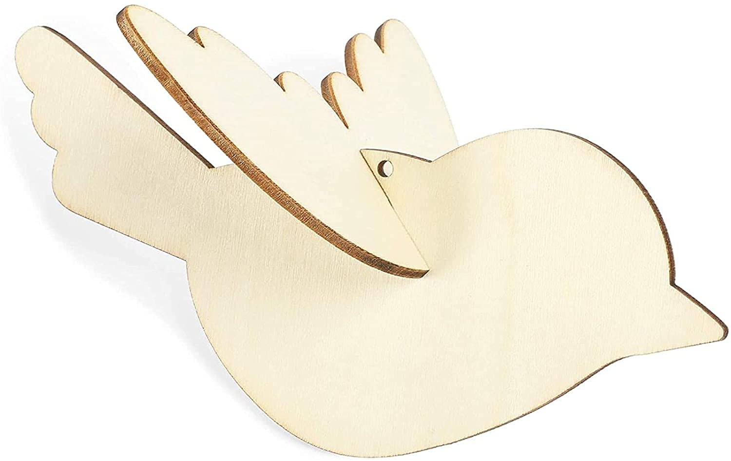 Wooden bird-shaped object on a white background