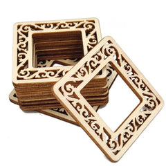 Wooden coasters with intricate laser-cut designs on a white background