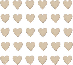 Multiple wooden heart shapes arranged in a grid on a white background