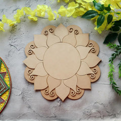 American Elm Wooden Rangoli Design Set for Diwali - 12 Inch MDF Rangoli Cutout - Festive Home Décor