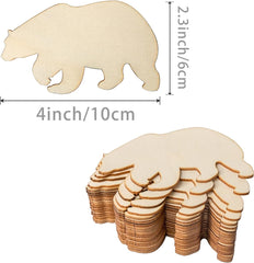 Wooden bear shapes with measurements on a white background