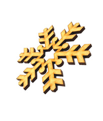 Wooden snowflake ornament on a white background