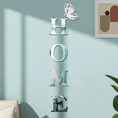 American Elm HOME Letter Wall Decor Acrylic Mirror Pediments with Butterfly Accent Space Themed Wall Art