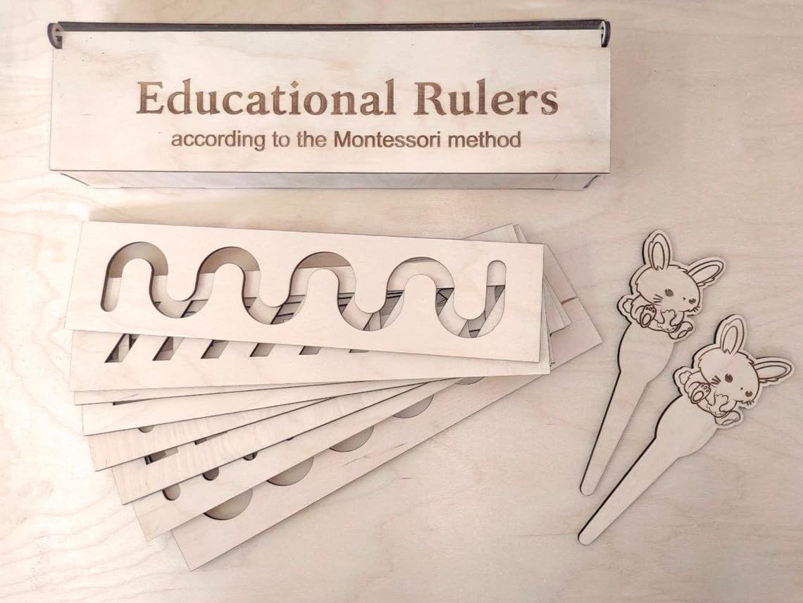 Buy 8 Pcs Wooden Educational Kids Developing Rulers Stencil on cliths ...