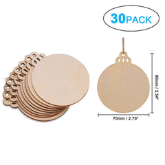 30-pack of wooden round cutouts with decorative edges on a white background