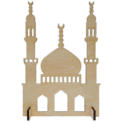 Cliths Wooden Mosque Standing Display Ramadan Eid Home Decor Islamic Art Decoration