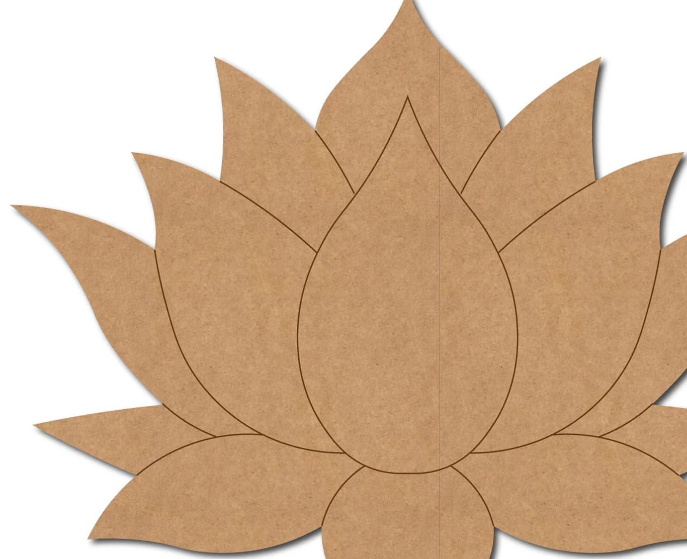 Brown paper cutout of a flower shape on a white background