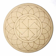 American Elm 2 Pcs Premarked MDF Ganpati Ji, Geometric Engraved Design Mandala for Art and Craft 6 Inch Art Décor