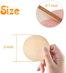 Nude-colored silicone pad held by a hand with measurements and close-up of thickness.