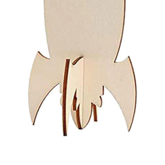 Wooden rocket-shaped object on a white background