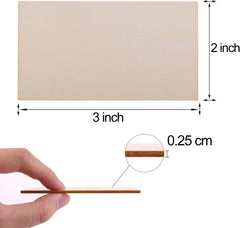 Measurement chart showing a 3-inch by 2-inch rectangular piece of paper with a close-up of a thin strip held between fingers.