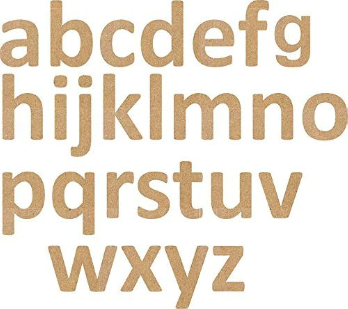 Alphabet letters from a to z in brown on a white background
