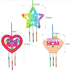 Decorative sticks with 'Best Mom' text and measurements on a white background