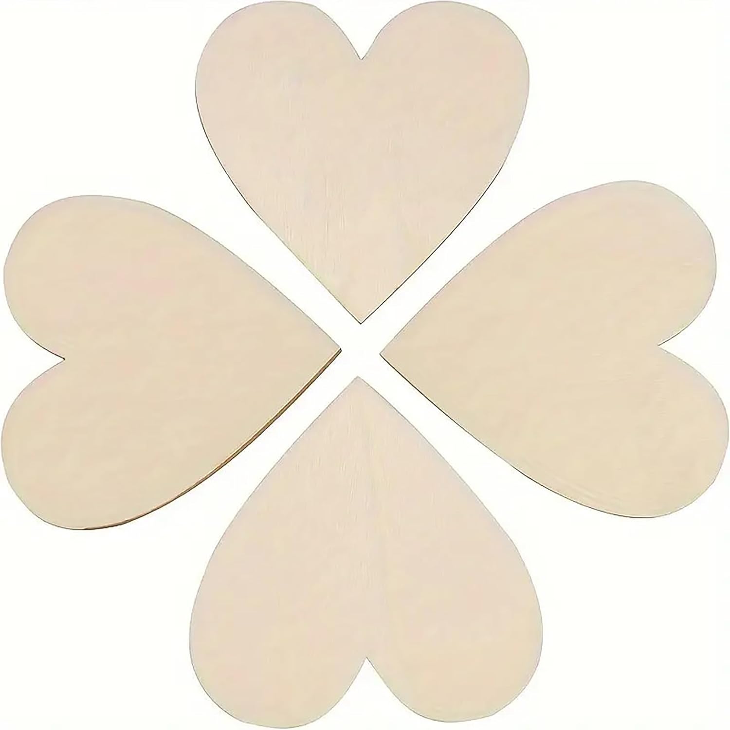 Four beige heart-shaped coasters on a white background
