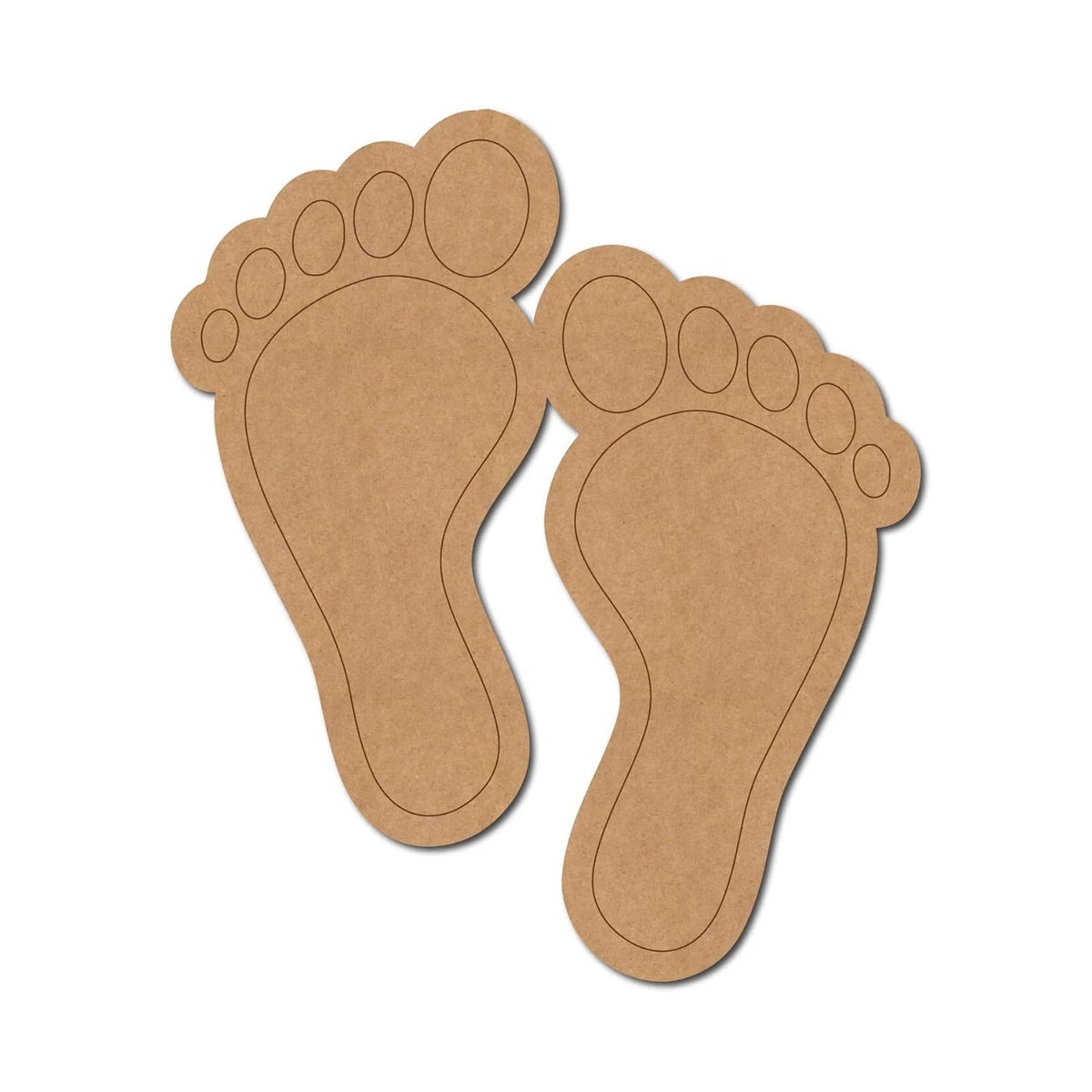 Two cardboard footprints on a white background