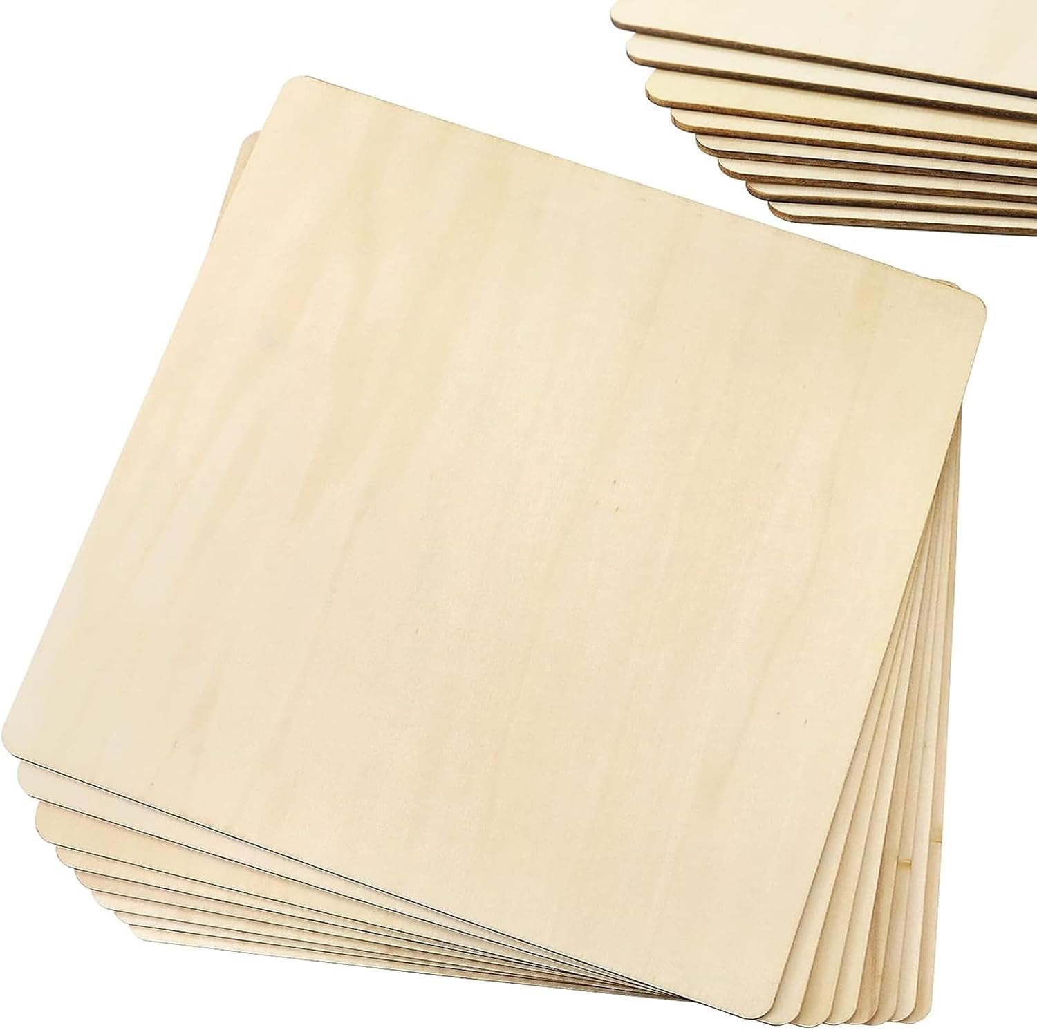 Stack of beige napkins on a white background