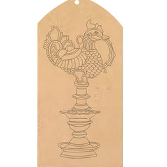 Decorative metal lamp design on a beige background