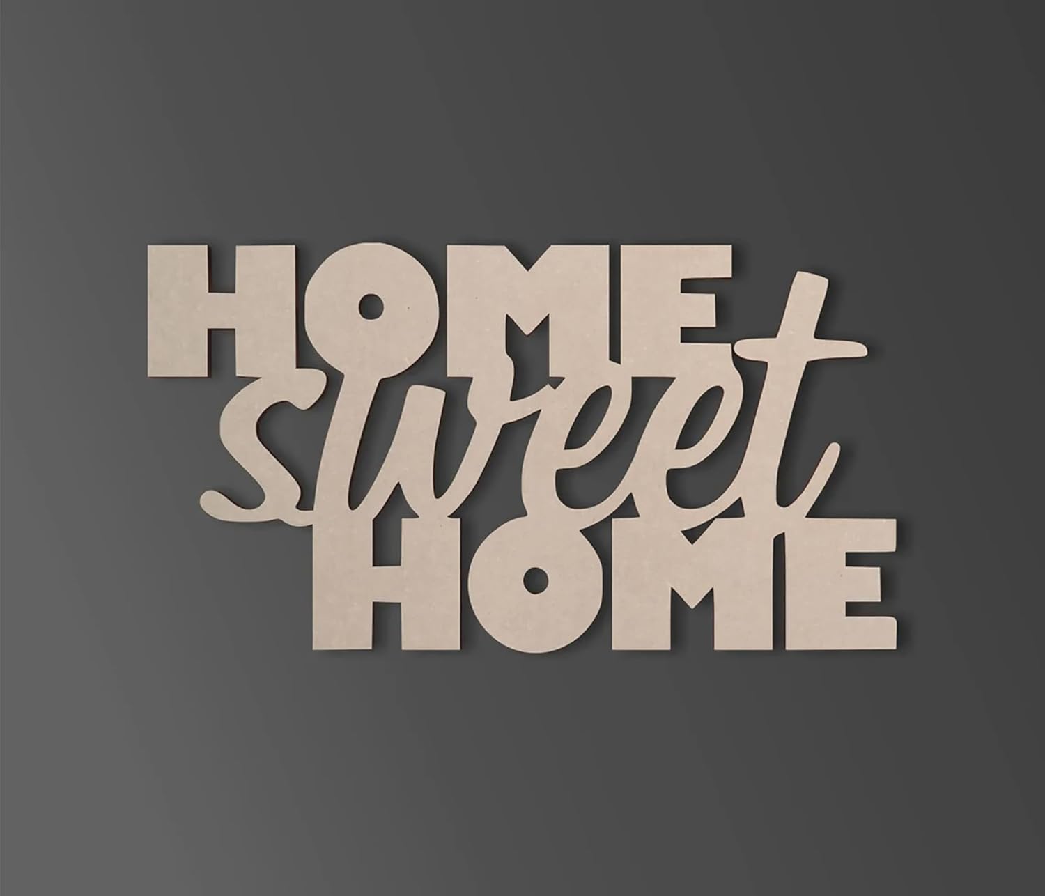 Wooden decorative sign with 'HOME sweet HOME' text on a dark background