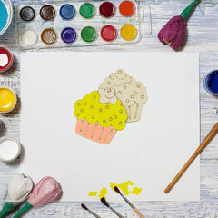 American Elm 30 Pack 4 Inch Wood Cupcake Crafts Unfinished Wood Birthday Cupcake Cutouts Wooden Cupcake Hanging Ornaments
