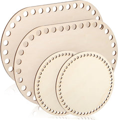 Three round wooden coasters with hole patterns on a white background